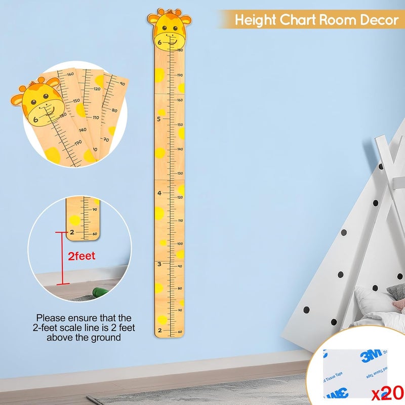 Beinou Growth Chart for Wall Wood Height Chart for Kids Height Measurement for Wall Boy Girls Height Wall Chart Growth Measuring Ruler Room Wall Decor,Yellow Giraffe - Image 5